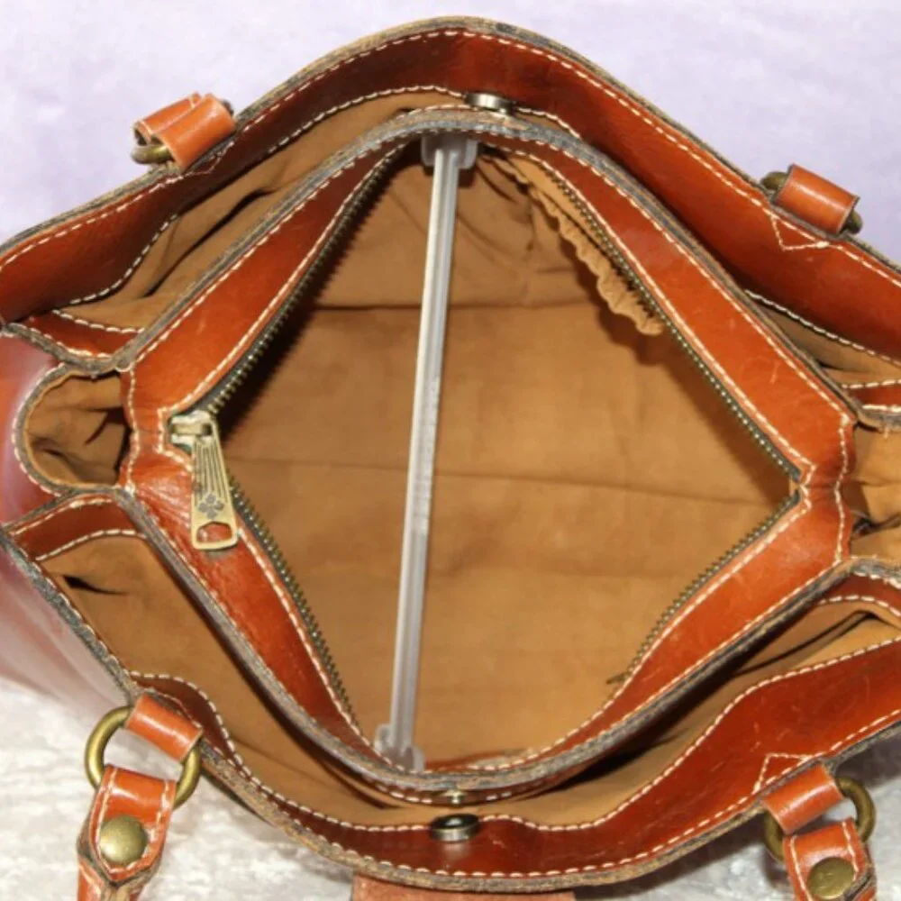 Patricia Nash Tooled Leather Satchel in Cognac Brown